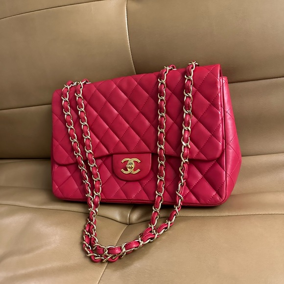 SOLD - Chanel Classic Single Flap Jumbo Red - Picture 5 of 11
